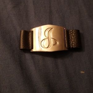Lisa Stewart leather &silver personalized bracelet